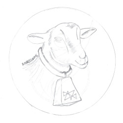 Imagem digital de Cabra para portas ou janelas - Preto e Branco